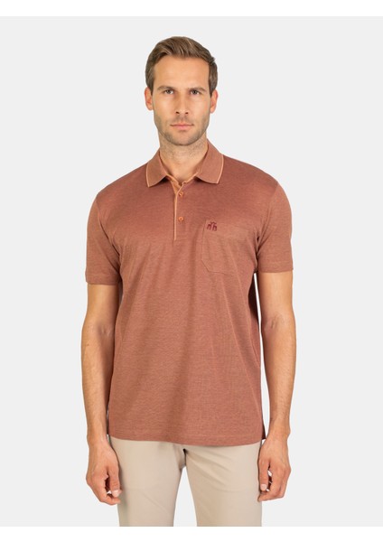 Erkek Büyük Beden Polo Yaka T-Shirt-Kiremit