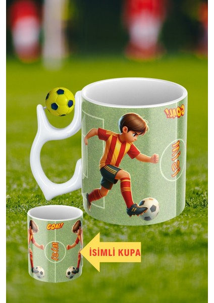 Sarı Lacivert Futbol Toplu Sarı Kırmızı Forma Oyunculu Taraftar Isimli Baskılı Kupa Bardak fiyatları