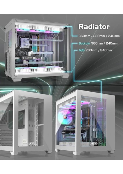 Paean C7 White Tempered Glass 4 Adet Argb Fanlı, USB Type-C Atx Bilgisayar Kasası (0R20B00235) fiyatları
