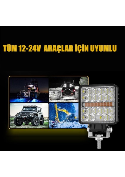 Off Road Çakarlı Drl Gündüz LED Kare Çalışma Lambası Traktör Tekne Tır Kamyon Atv Spot Sis Farı