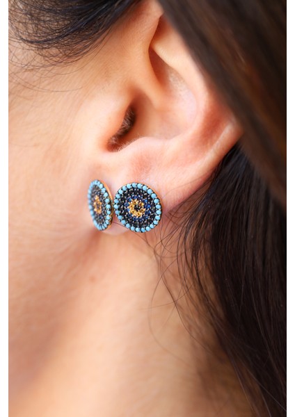 14 Ayar Altın Kadın Koyu Lacivert Nazar Boncuklu Küpe fiyatları