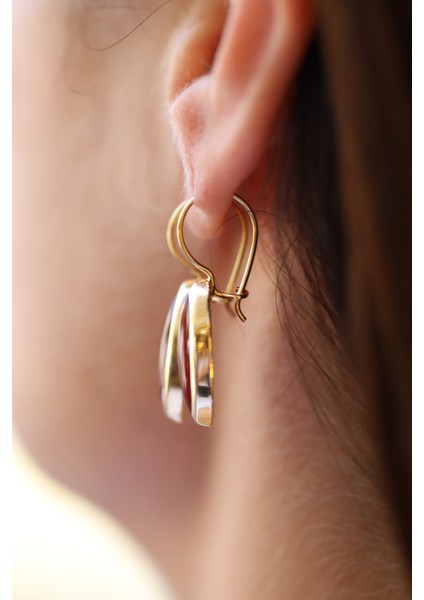 14 Ayar Altın Kadın Oval Akik Taşlı Küpe fırsatları