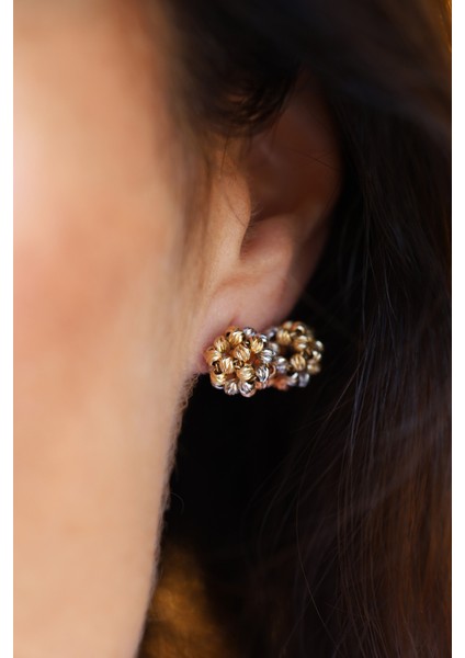 14 Ayar Altın Üç Renkli Dorica Kadın Top Küpe indirimleri