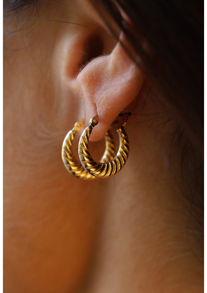 14 Ayar Altın Sarmal 1.5 cm Çaplı Halka Küpe modelleri