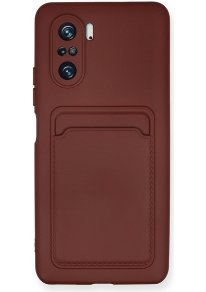 Xiaomi Redmi K40 Pro Kılıf Kartvizitli Silikon Kapak - Bordo