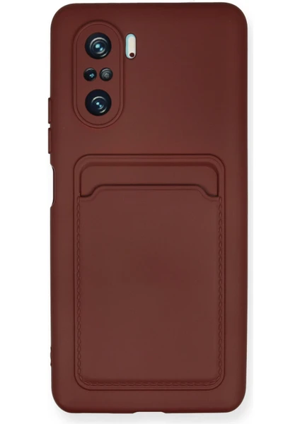 Denza Case Xiaomi Redmi K40 Pro Kılıf Kartvizitli Silikon Kapak - Bordo