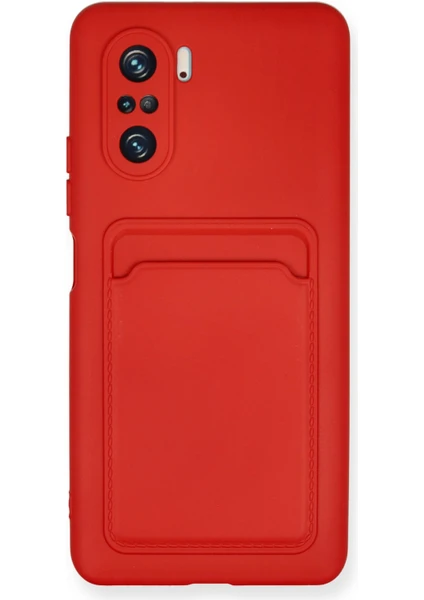 Denza Case Xiaomi Redmi K40 Pro Kılıf Kartvizitli Silikon Kapak - Kırmızı