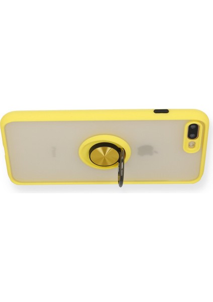 Denza Case Apple iPhone 8 Plus Kılıf Kenarları Renkli Yüzüklü Kapak - Sarı
