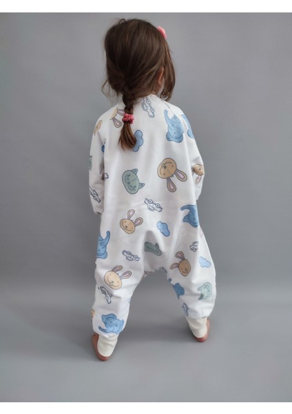 Uzun Kollu Kışlık Çocuk Bebek Uyku Tulumu %100 Pamuk 20-24 Derece 1 Tog Tavşan Desenli modelleri