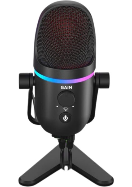 Driton Youtuber Mikrofon Mv-8 Siyah USB Rgb Dinamik Cardioid Condenser Podcast Yayıncı Mikrofonu