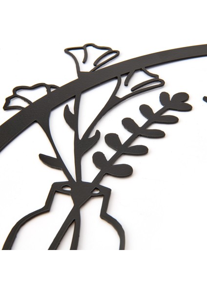 Deco Flower Metal Tablo - Siyah - 40x40 cm