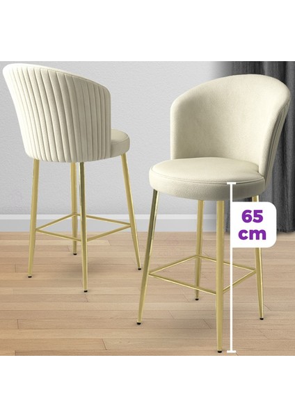 Alte Serisi 2 Adet Babyface Kumaş 65 cm Gold Kaplama Ayaklı Bar Sandalyesi fiyatları