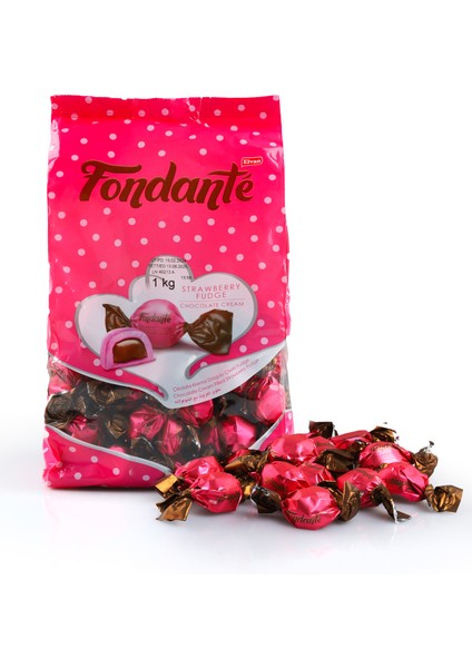 Fondante Çilekli Fudge Çikolata Kremalı 1000 gr (1 Poşet)