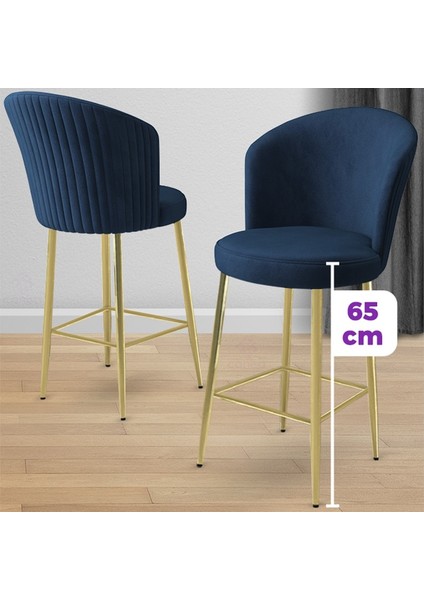 Alte Serisi 2 Adet Babyface Kumaş 65 cm Gold Kaplama Ayaklı Bar Sandalyesi fiyatları