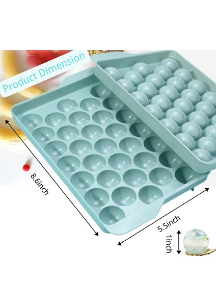 Kapaklı Mini Top Ice Cube Kalıbı - Dondurucu Için Kalıp Ice Cube Ay Mavi (Yurt Dışından)