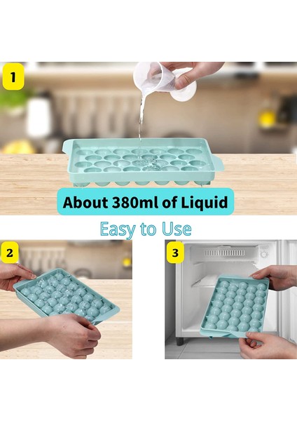 Kapaklı Mini Top Ice Cube Kalıbı - Dondurucu Için Kalıp Ice Cube Ay Mavi (Yurt Dışından)