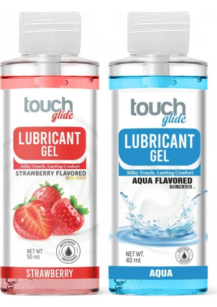 Silky Touch Strawberry 50 Ml + Touch Glide Aqua Flavored 40 Ml Kayganlaştırıcı Jel Seti | , Gizli Paketleme