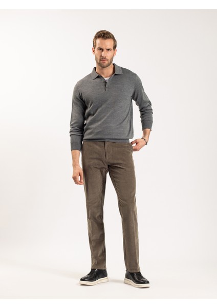 Erkek Regular Fıt Triko Kazak-Gri Melanj indirimleri