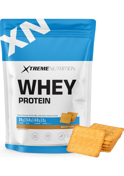 Whey Protein Tozu - 512 G - Bisküvi Aromalı - 16 Servis (5g Bcaa +4g Glutamıne +2g Creatıne Içerir)