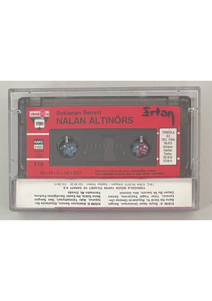 Nalan Altınörs Beklenen Sensin Kaset (Orjnal Dönem Kağıt Baskı Kaset)