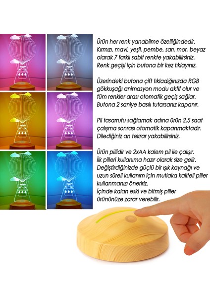 Kuzulu ve Balonlu LED Lamba - Çocuğa Doğum Günü Hediyesi, İsimli Bebek Odası Dekoru, Çocuk Odası İçin Kişiye Özel Hediye modelleri