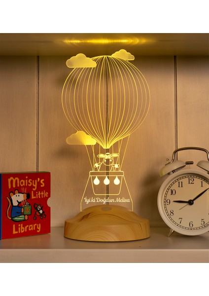 Kuzulu ve Balonlu LED Lamba - Çocuğa Doğum Günü Hediyesi, İsimli Bebek Odası Dekoru, Çocuk Odası İçin Kişiye Özel Hediye fiyatları