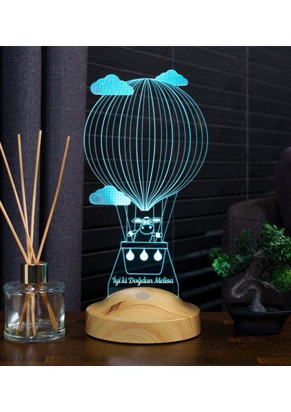 Kuzulu ve Balonlu LED Lamba - Çocuğa Doğum Günü Hediyesi, İsimli Bebek Odası Dekoru, Çocuk Odası İçin Kişiye Özel Hediye fırsatları