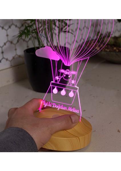 Kuzulu ve Balonlu LED Lamba - Çocuğa Doğum Günü Hediyesi, İsimli Bebek Odası Dekoru, Çocuk Odası İçin Kişiye Özel Hediye indirimleri