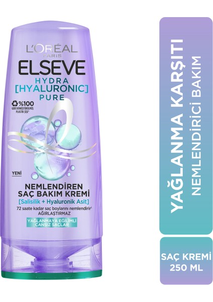 Elseve Hydra Pure Salisilik Asit Içeren Yağlanma Karşıtı Nemlendirici 3'lü Saç Kremi Seti