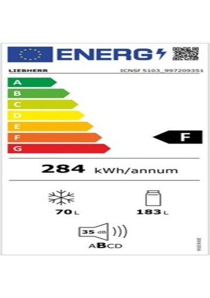 Lıebherr Icnsf 5103 F Enerji Sınıfı 253 lt  Dondurucu Özelliği No Frost Buzdolabı