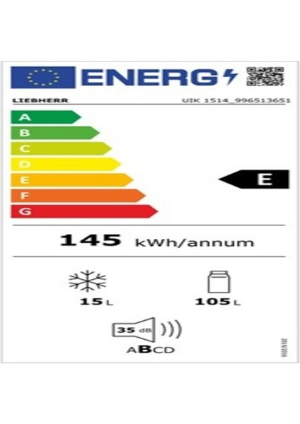 Lıebherr - Uık 1514 A Enerji Sınıfı 119 lt Tezgah Altı Ankastre Buzdolabı