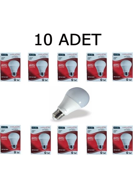 9W A+ LED Ampul Parlak Beyaz A+Kalite