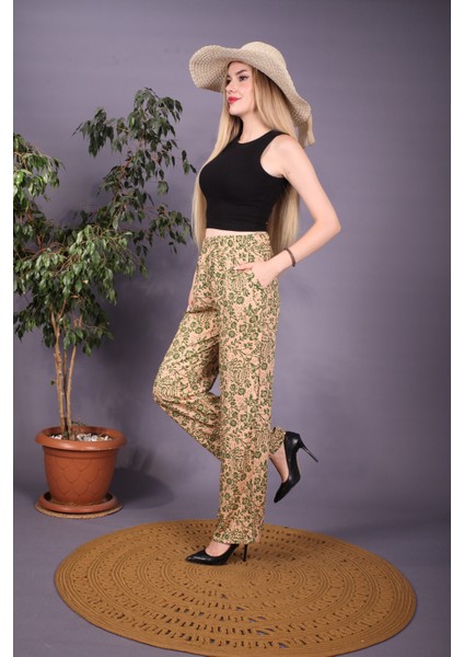 Desenli Geniş Paça Pantolon indirimleri