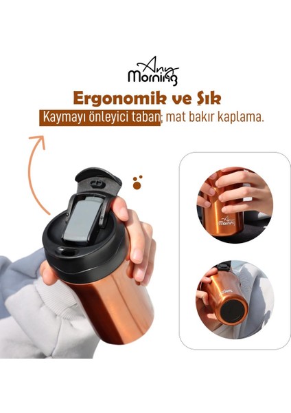 Any Morning SI232021 Iki Ağızlı Termos Mug Bakır 400 ml