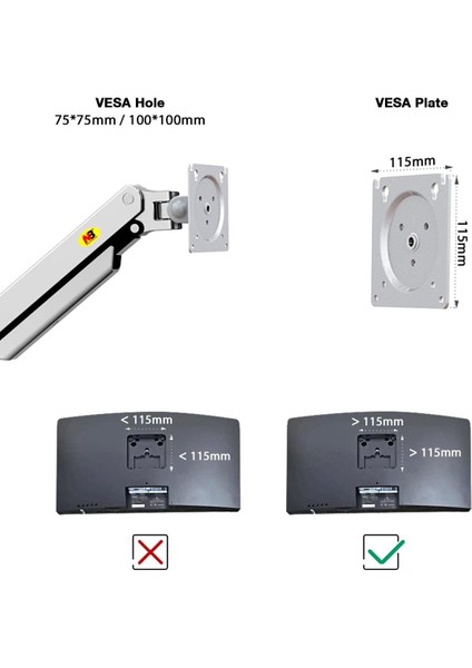 Nb G40 22"- 40" Amortisörlü  Profosyonel Monitör Standı Gümüş