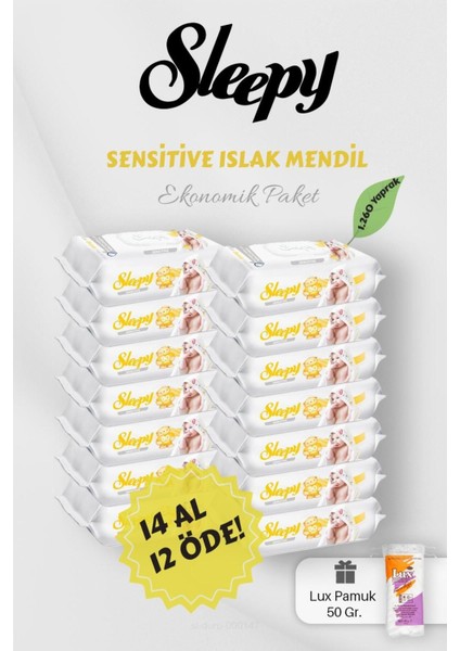 Sensitive 90' Lı Islak Mendil 14 Al 12 Öde Hediyeli