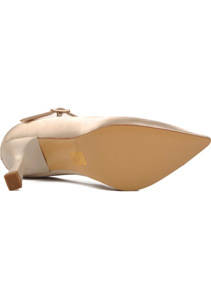 357094 Bej Saten Kadın Topuklu Ayakkabı indirimleri
