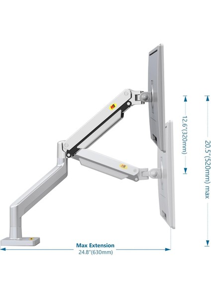 Nb G40 22"- 40" Amortisörlü  Profosyonel Monitör Standı Gümüş