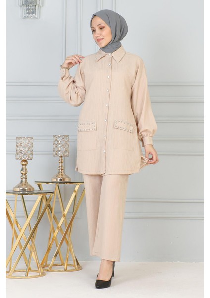 Cebi Taş Detaylı Takım Bej 19210 modelleri