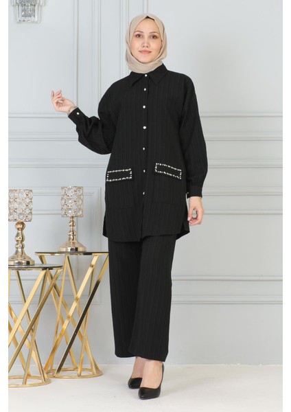 Cebi Taş Detaylı Takım Siyah 19210