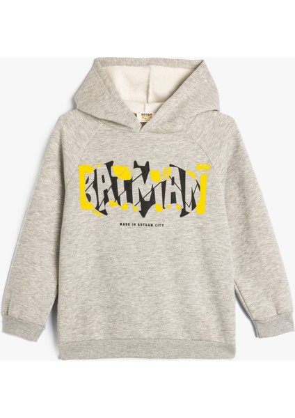 Batman Kapşonlu Sweatshirt Lisanslı Uzun Kollu Şardonlu