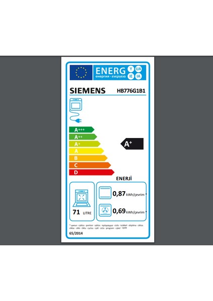 Sıemens HB776G1B1 A Enerji Sınıfı 71 Lt Ankastre Fırın