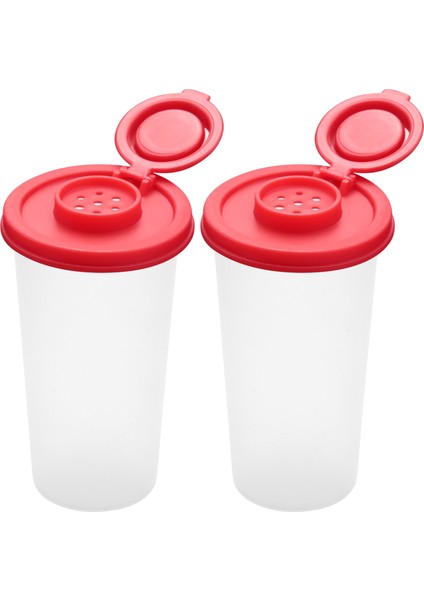 2 Tuzluk ve Biberlik Neme Dayanıklı, Kırmızı Kapaklı Tuzluk Plastik Hava Geçirmez Baharat Kavanoz Dispenseri (Yurt Dışından)