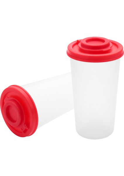 2 Tuzluk ve Biberlik Neme Dayanıklı, Kırmızı Kapaklı Tuzluk Plastik Hava Geçirmez Baharat Kavanoz Dispenseri (Yurt Dışından)