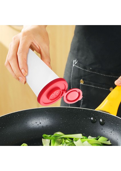 2 Tuzluk ve Biberlik Neme Dayanıklı, Kırmızı Kapaklı Tuzluk Plastik Hava Geçirmez Baharat Kavanoz Dispenseri (Yurt Dışından)