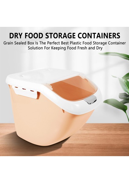 Pirinç Konteyneri Depolama 10 Kg/22 Lbs, Tahıl Kapları Plastik Turuncu (Yurt Dışından)