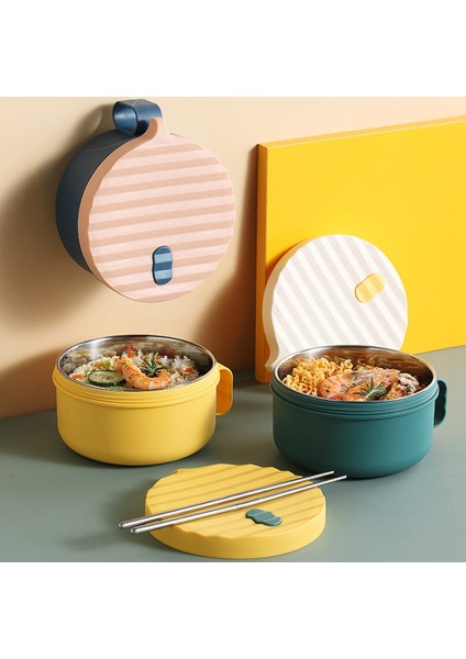 Bento Öğle Yemeği Kutusu, Yetişkinler ve Çocuklar Bento Kutusu Kabı (Sarı Mavi) (Yurt Dışından)
