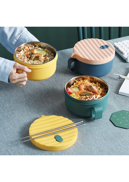 Bento Öğle Yemeği Kutusu, Yetişkinler ve Çocuklar Bento Kutusu Kabı (Sarı Mavi) (Yurt Dışından)