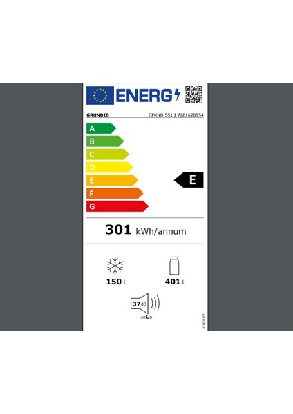 Grundıg Gpknd 551 I E Enerji Sınıfı 551L Duo No-Frost Kombi Buzdolabı