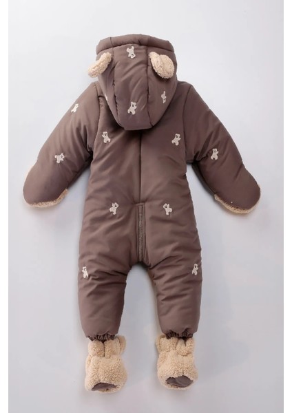 Özel Üretim Sevimli Ayı Nakışlı Kürklü Patik ve Eldivenli Kapüşonlu Bebek Kozmonot Astronot Tulum fırsatları